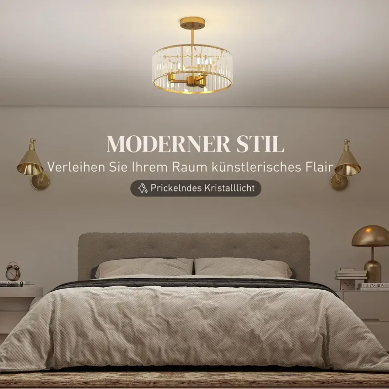 Taklampa med Ljuskronadesign Kristallskärm 3 Lampor, Guld