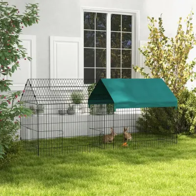 Smådjurshage med Tak 4 Dörrar 220 x 85 x 103 cm
