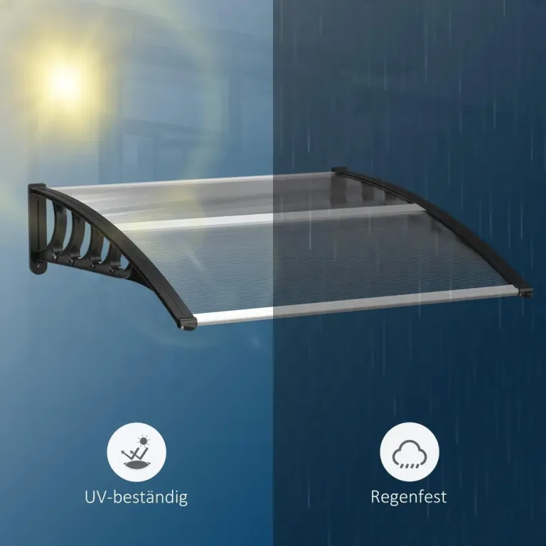 Entrétak Dörrtak Svart av Aluminium Transparent
