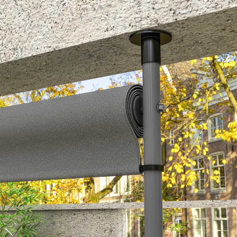 Vertikal Markis Balkonggardin Mörkgrå 150 x 220-310 cm
