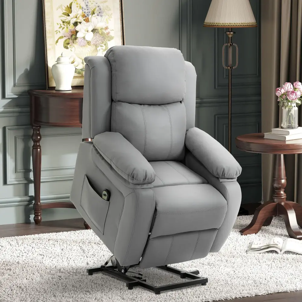 Seniorfåtölj Ergonomisk Grå Konstläder och Vila