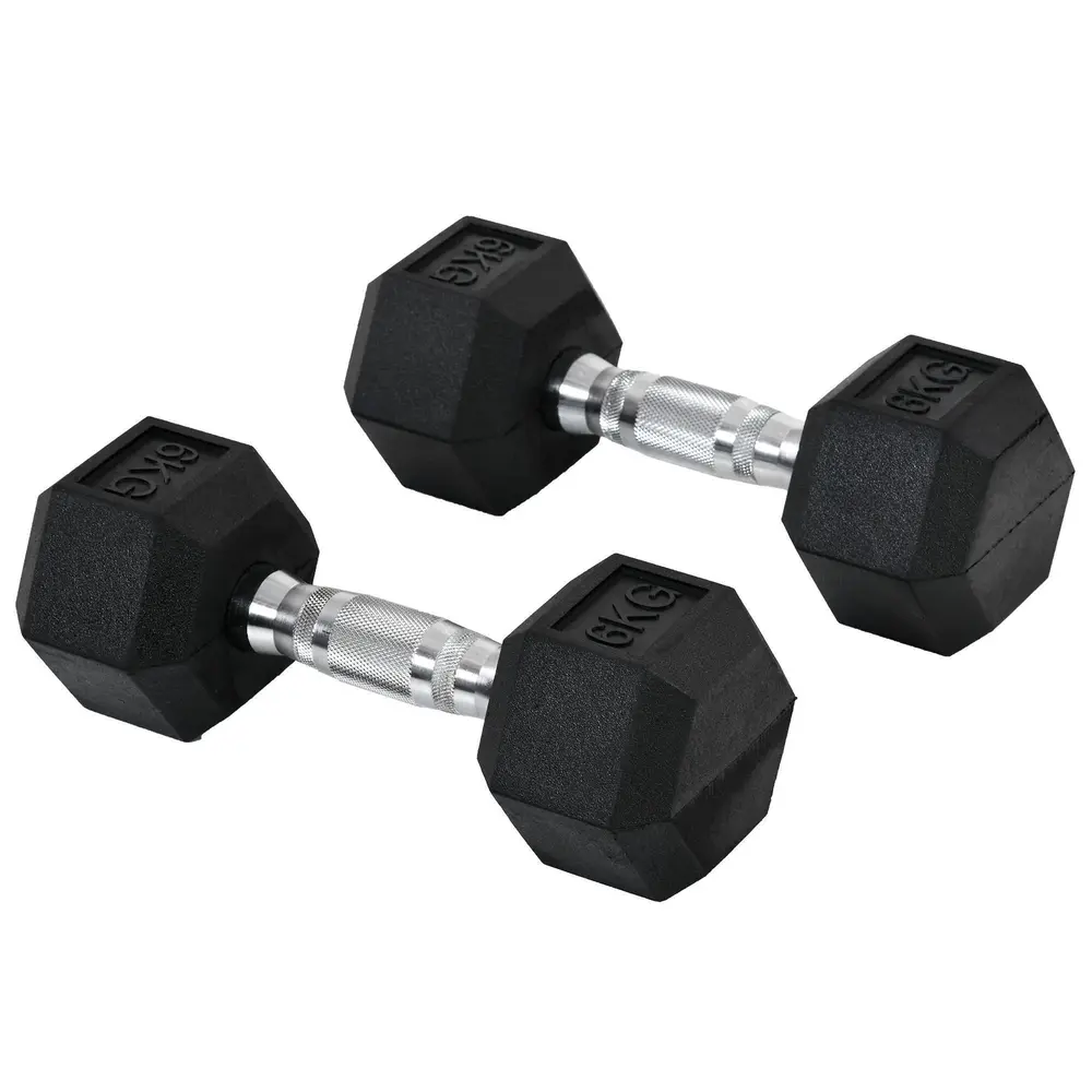 Hexagon Hantlar 2-Pack i Gjutjärn Gummerade Vikter