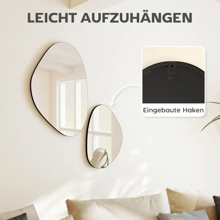 Väggspegel 2-Pack Industriell Svart Metall Metallram