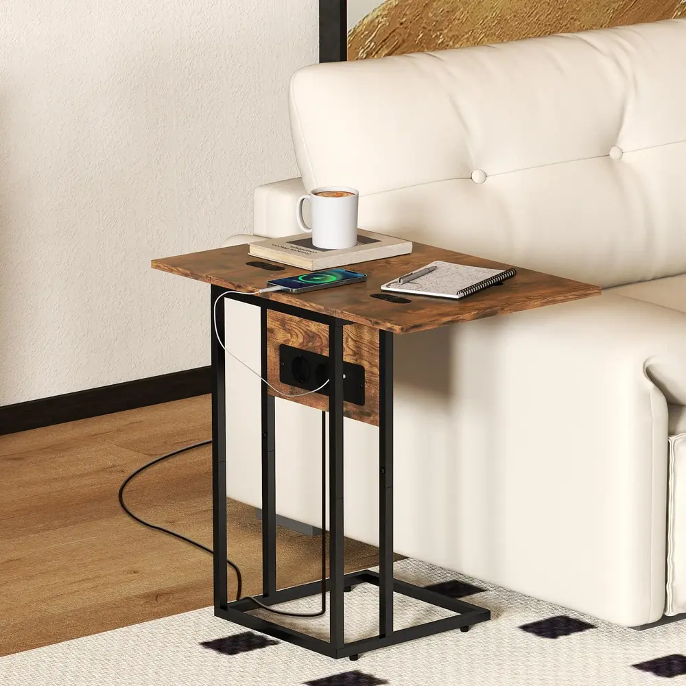 Sidobord Hopfällbart med USB-Portar för 39 x 29 x 57 Cm