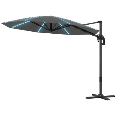 Aluminium Fribärande Parasoll LED Solar Ø300 cm
