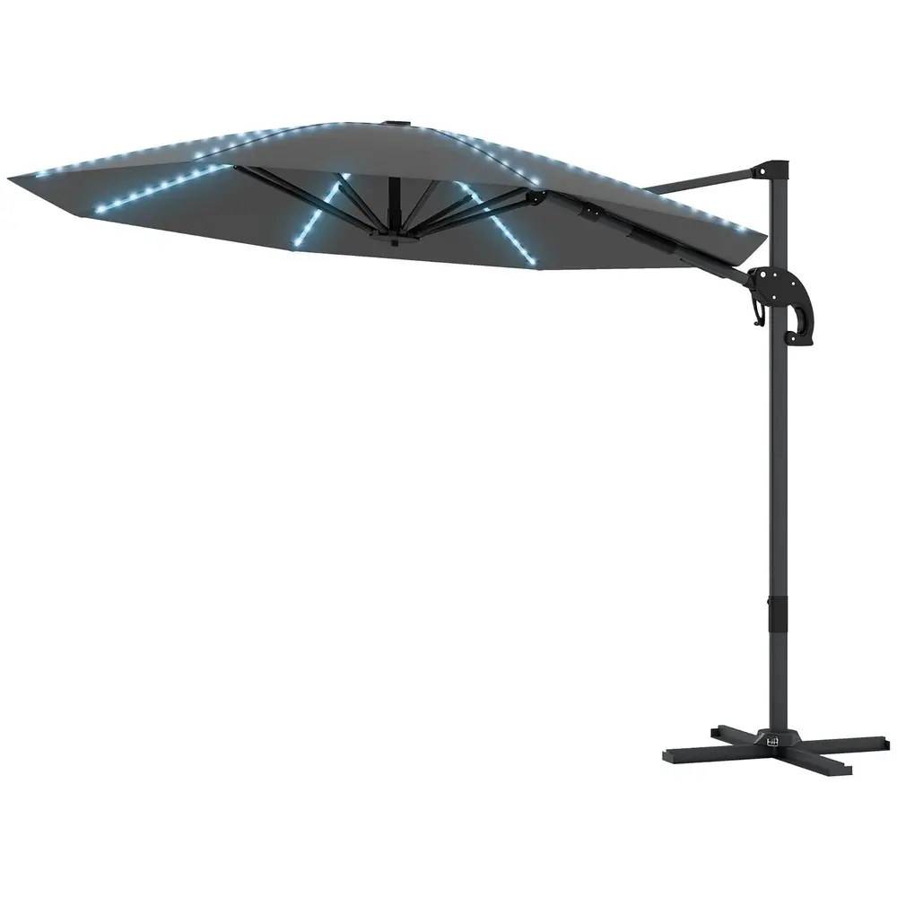 Aluminium Fribärande Parasoll LED Solar Ø300 Cm