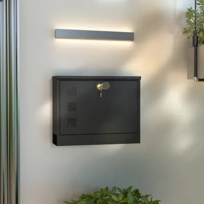 Brevlåda Väggpostlåda Svart av Metall 36,5 x 11,5 x 29 cm