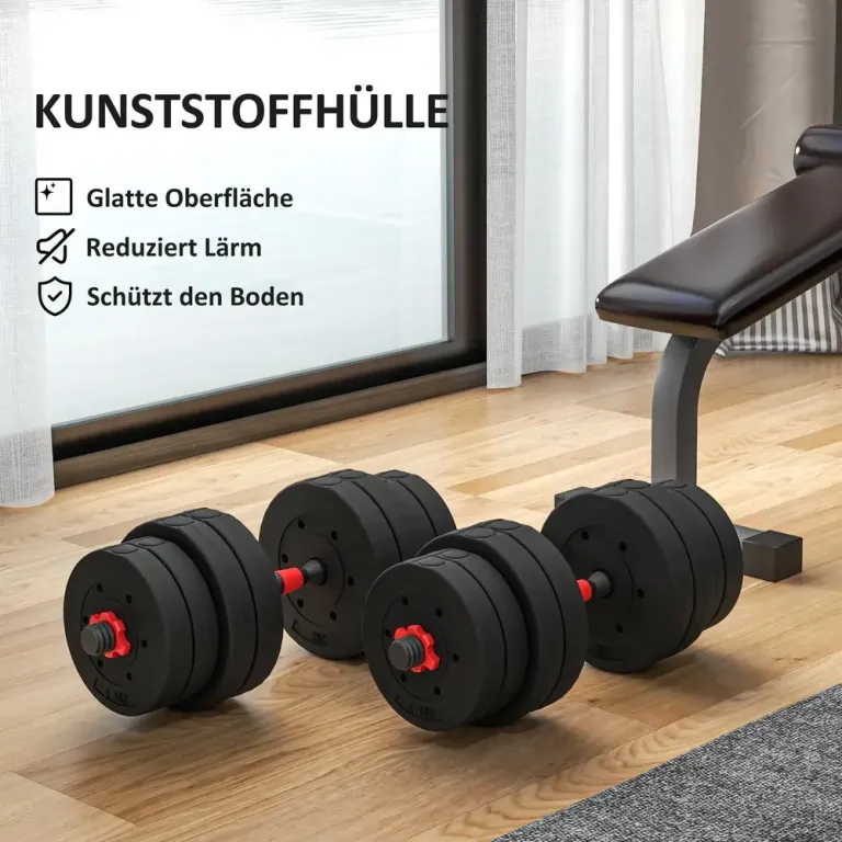 Hantelset 2 i 1 med Vikter för Professionell Styrketräning Justerbar