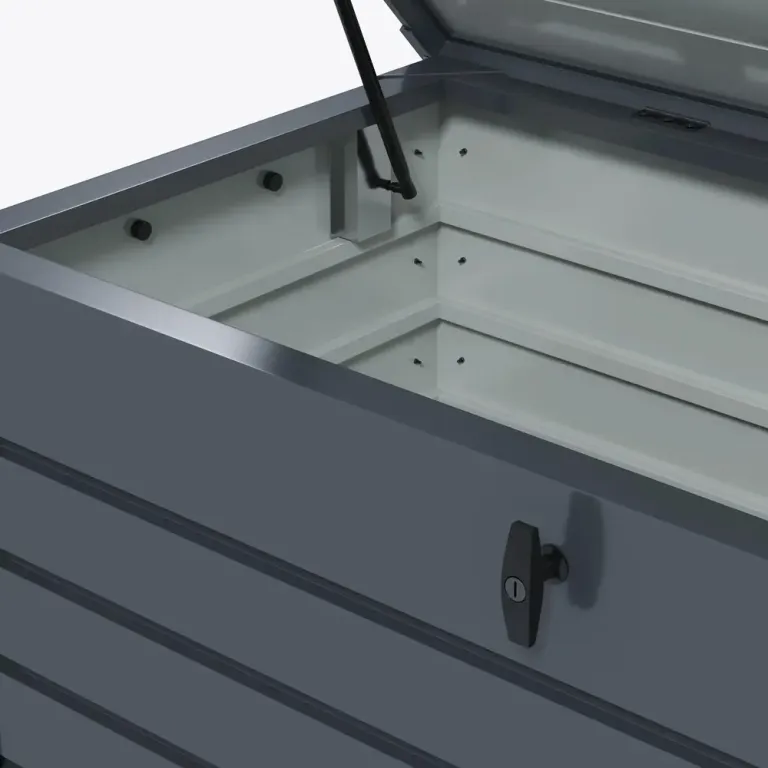 Dynbox 4 Hjul och Yta Hållbar Förvaringslåda Trädgård Mörkgrå Metall