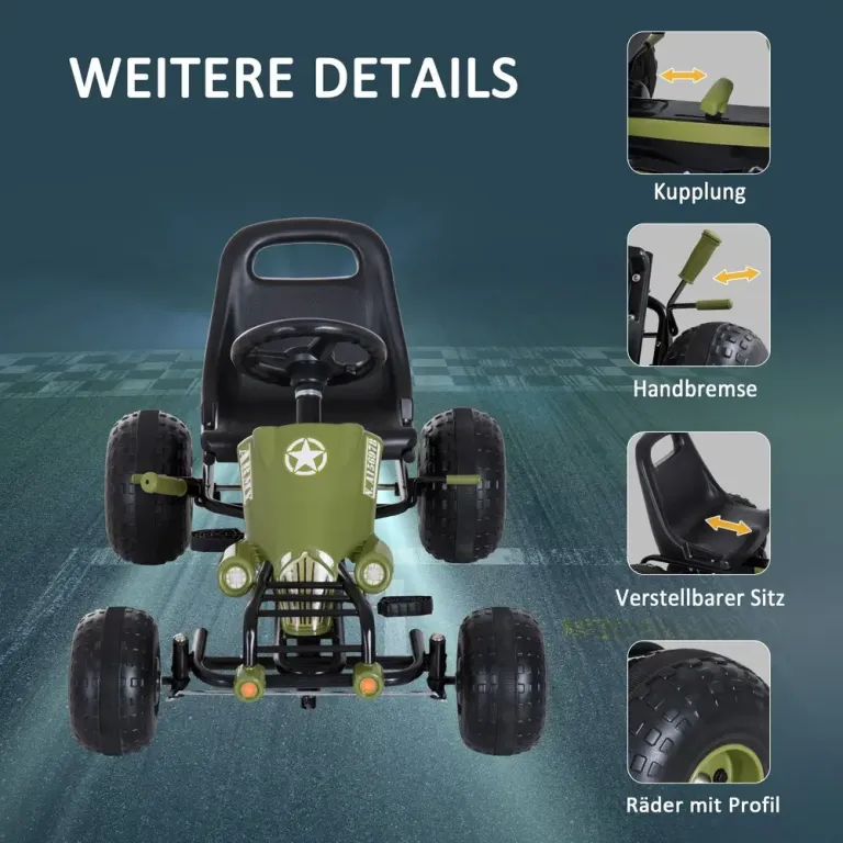 Sportig Gokart Trampbil med Handbroms Grön