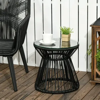 Runt Trädgårdsbord med Glaskiva Elegant Bistrobord