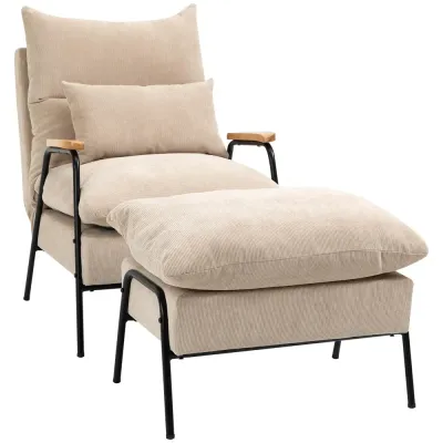 Stoppad Fåtölj med Fotpall 68 x 91,5 x 88 cm