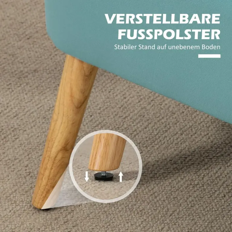 Soffa Retro Design 2-Sits Träben 117cm x 56,5cm x Retrosoffa Grön