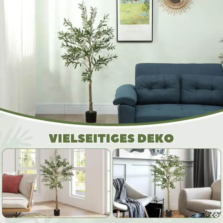 Konstgjort Olivträd 720 Löv 40 Oliver 150 cm, Grön Kruka Blad