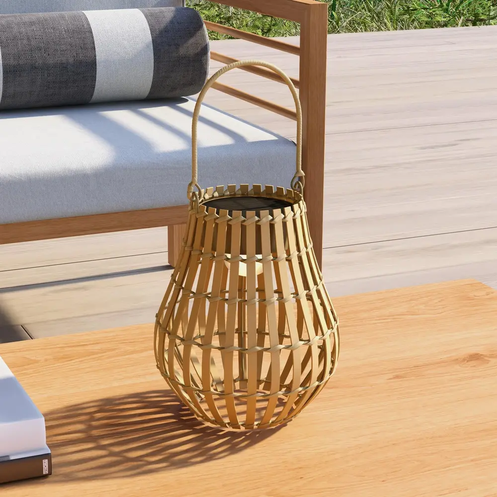 Sollampa Trädgårdslampa Natur av Bambu USB Uppladdningsbar
