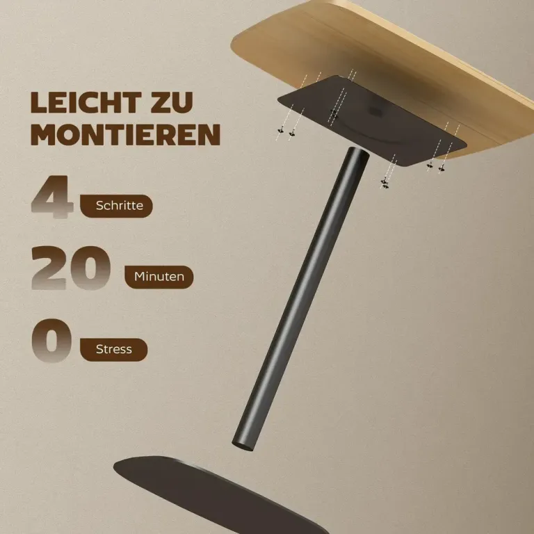 Matbord Kvadratiskt Natur och Svart Stål MDF-Skiva 60 cm Litet
