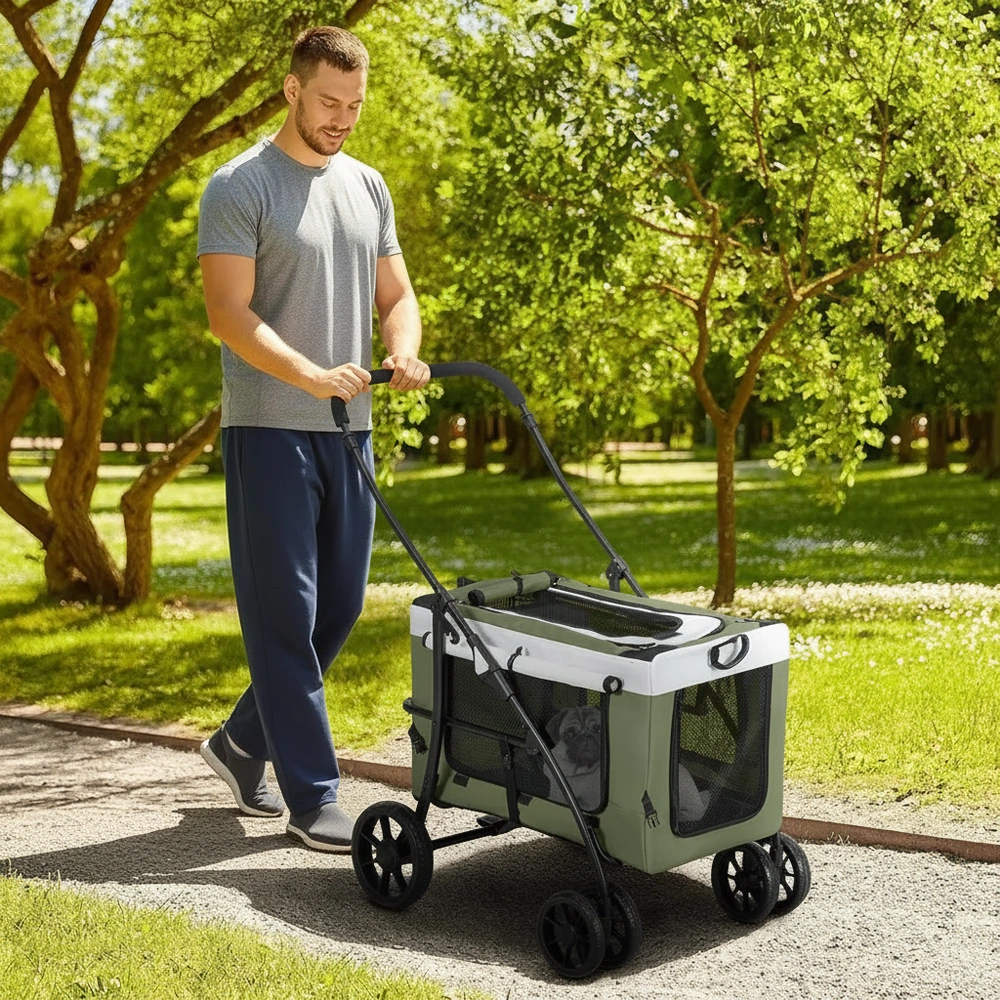 Hundvagn Dog Buggy Hopfällbar med Avtagbar 81x58x97,5 Cm