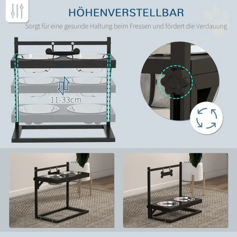 Upphöjd Matningsstation Foderskålar i Hundskål Ställning Justerbar