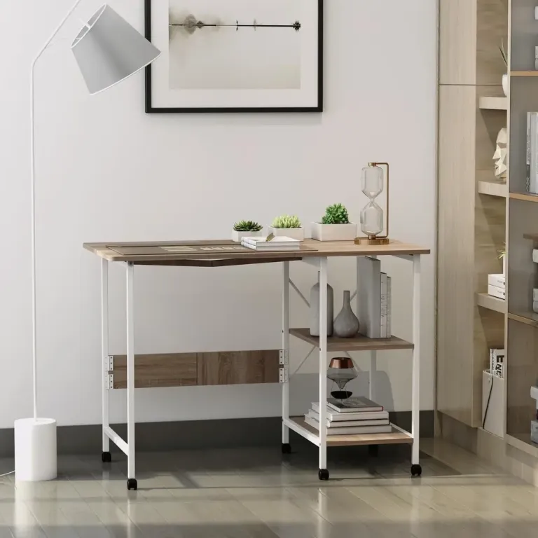 Hopfällbart Bord Mobilt Skrivbord på Hjul