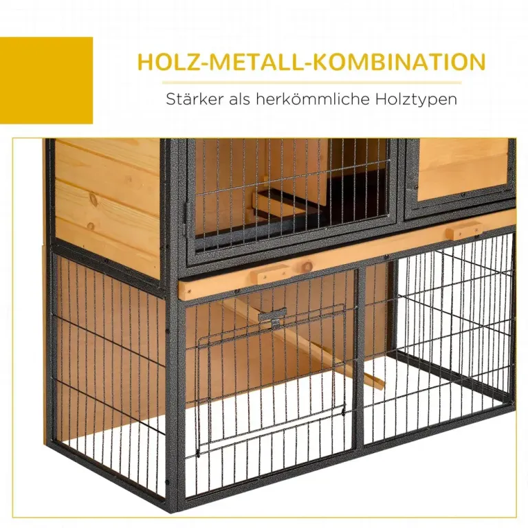 Smådjurshus Hållbar Ljusgul Trä Metall Upphöjd Smådjurshage Stall
