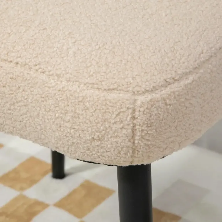 Fotpall Fyrkantig Pall Beige av Tyg Sittpall Teddy Fleece