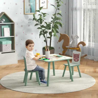 Barnbord Sittgrupp Grön av MDF och Furu för Barn 3-8 År Set Stolar