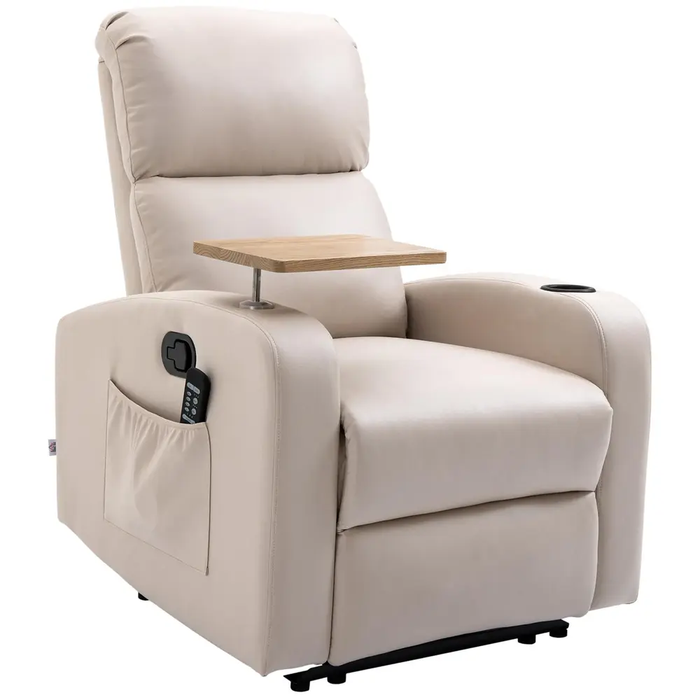 Relaxfåtölj Massagestol Beige av Mikrofiber och Metall