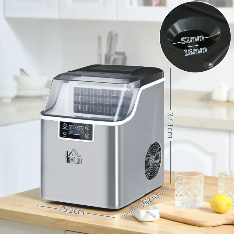 Iskubsmaskin 20 kg/24h med 3,2 l Vattentank Silver 2,3 l Ismaskin