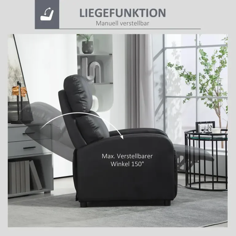 TV-Fåtölj med Liggfunktion Recliner Mjukt Stoppad Relaxstol