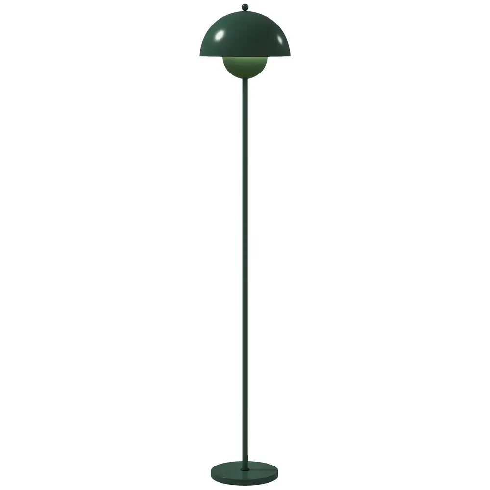 Golvlampa med Rund Skärm Fotkontakt och Lång Kabel i Stål