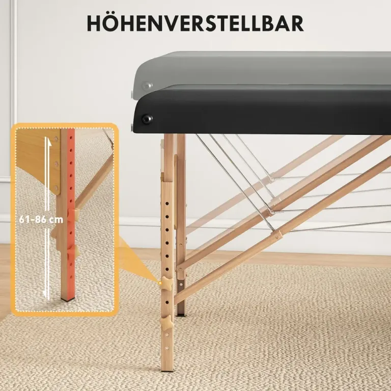 Höjdjusterbar Massagebänk Hopfällbar Massagesäng i Träram Justerbart