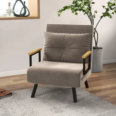 Fåtöljssäng Bäddfåtölj Ljusbrun av Sammet 63 x 73 x 81 cm