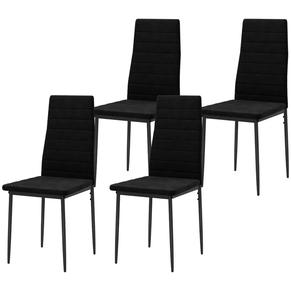 Set 4 Matstolar Armlös med Tygklädsel och Metallben