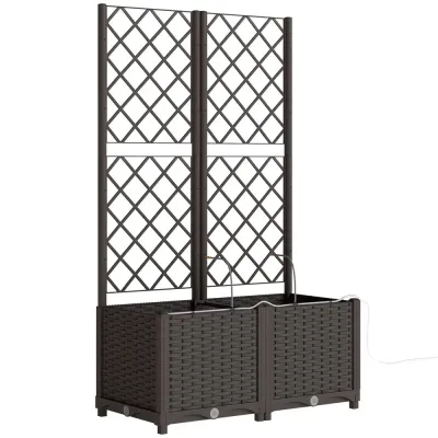 Odlingslåda med Spaljé 2-pack Brun Plast 80x40x136 cm