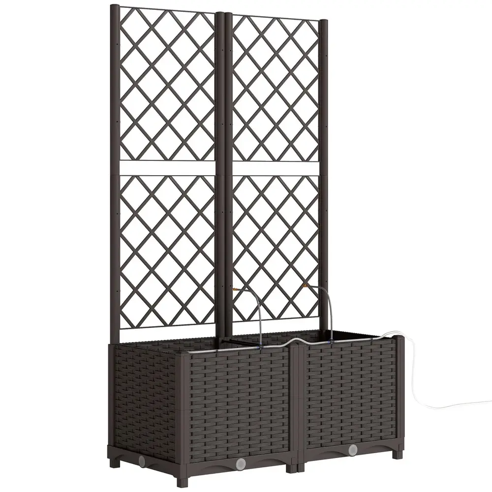 Odlingslåda med Spaljé 2-pack Brun Plast 80x40x136 Cm