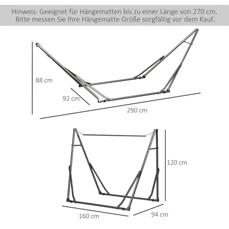 Hängmattestativ och Klädställning 2-i-1 290 x 92 x 88 cm