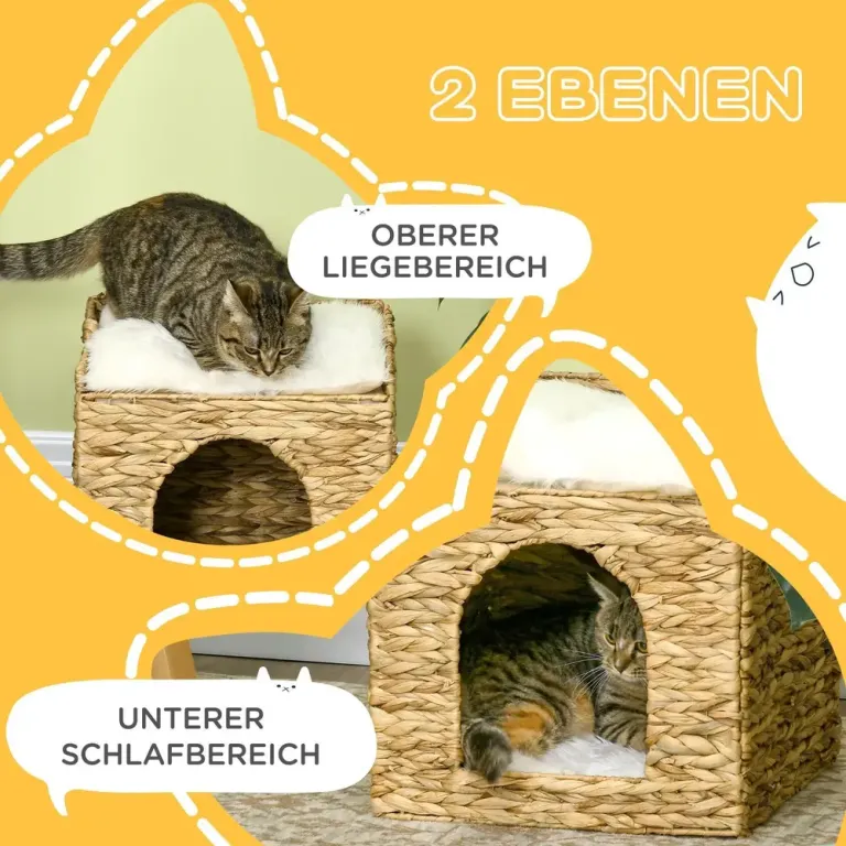 Kattgrotta Kattbädd Brun av Vattenhyacint för Katter