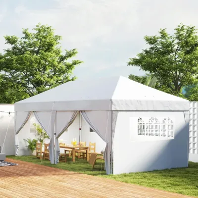 Pop Up Paviljong med Fönster och Dragkedja Samt 6 x 3 m
