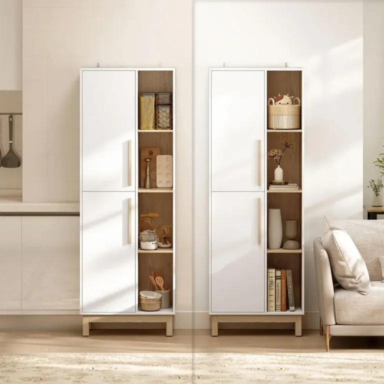 Bokhylla Stor Vit MDF Hylla 4 Öppna Hyllplan 176 cm Dörrar Öppen