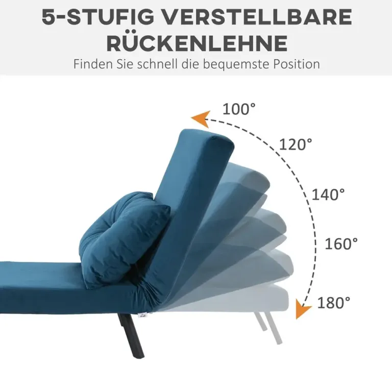Bäddsoffa Relaxstol Blå av Sammet Bäddfåtölj