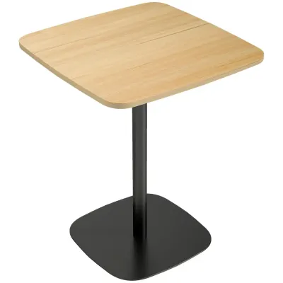 Matbord Kvadratiskt Natur och Svart Stål MDF-Skiva 60 cm