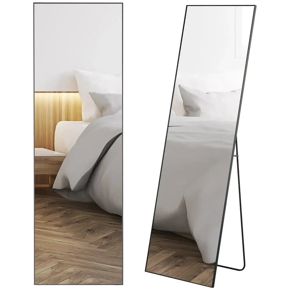 Stående Spegel Helkroppsspegel Silver av Aluminium och Glas
