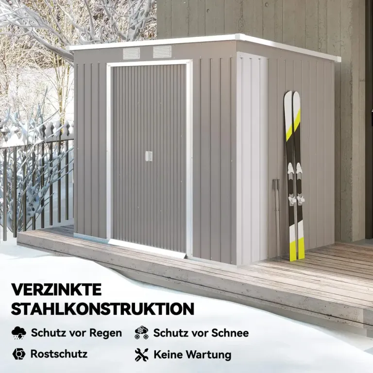 Redskapsbod med Ventilationsfönster Ljusgrå Förzinkat Stål
