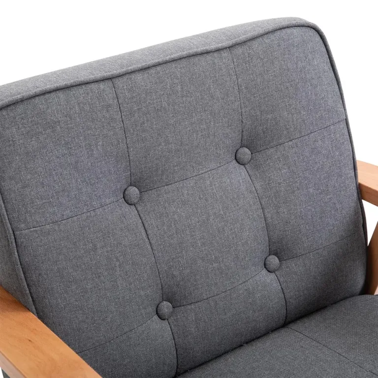 Fåtölj Prisvärd Grå Linne Trä Loungestol Träram