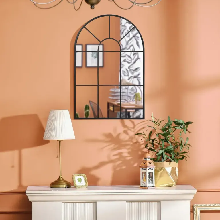 Fönsterspegel med Metallram Svart Design
