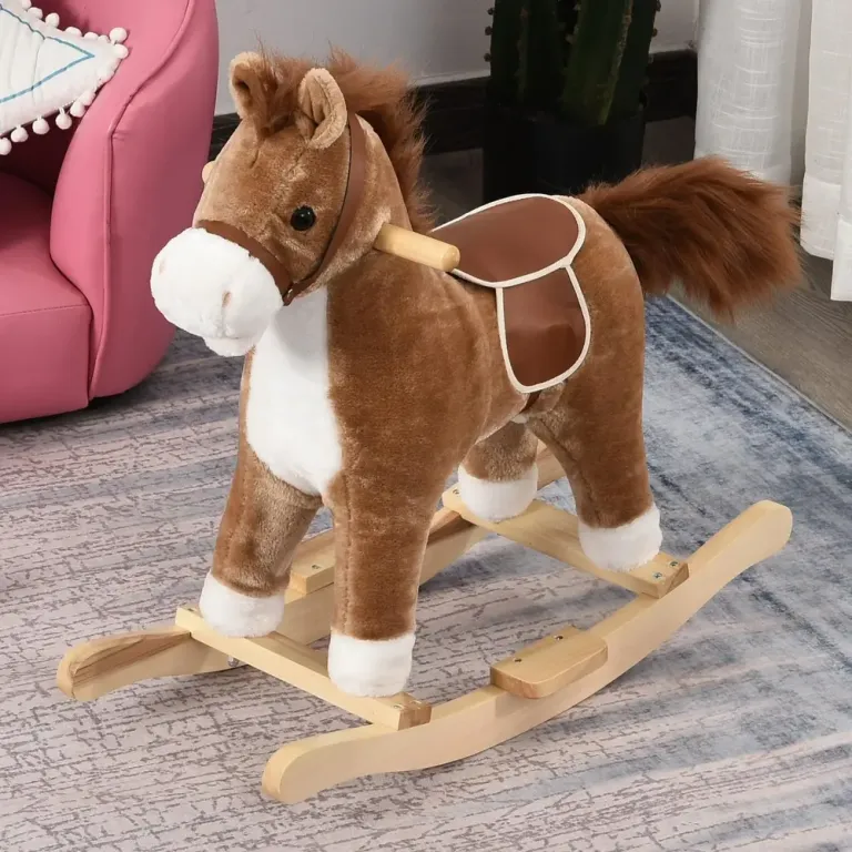 Gunghäst med Ljud, Brun Gungdjur Plush