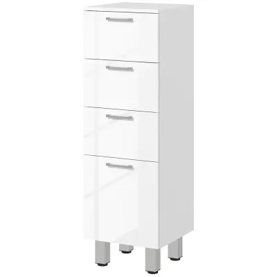 Badrumsskåp 4 Lådor Spånskiva Slät Vit 30 x 30 x 93 cm
