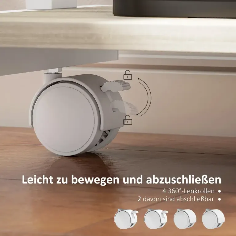 Rullande Skrivbord med Låda Hyllor 4 Hjul Kompakt