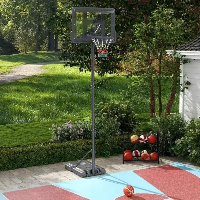 Basketstativ Basketkorg 2-i-1 av Stål och Plast 230-305 cm