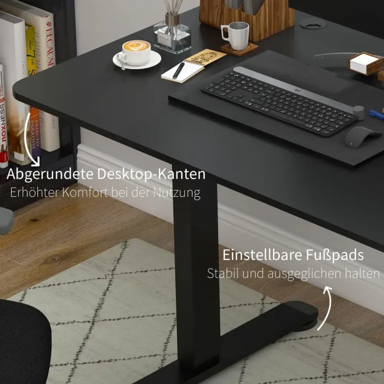 Skrivbord Ståbord Svart av Spånskiva -116 cm Sänkbart Elektrisk